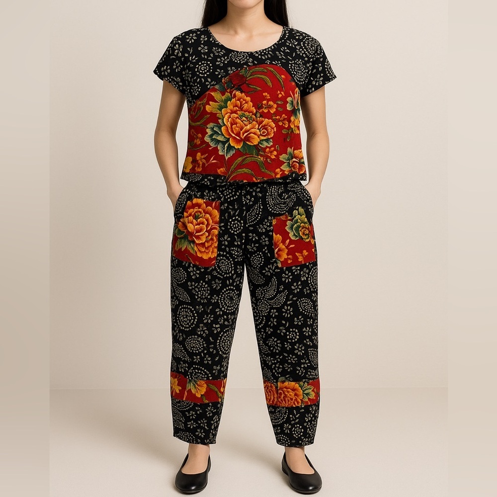 Vintage Boho Floral Matching Two Pieces Set